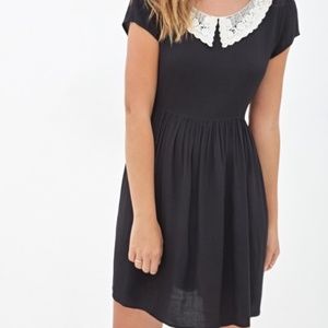 Forever 21 Black Babydoll Dress with Lace Collar